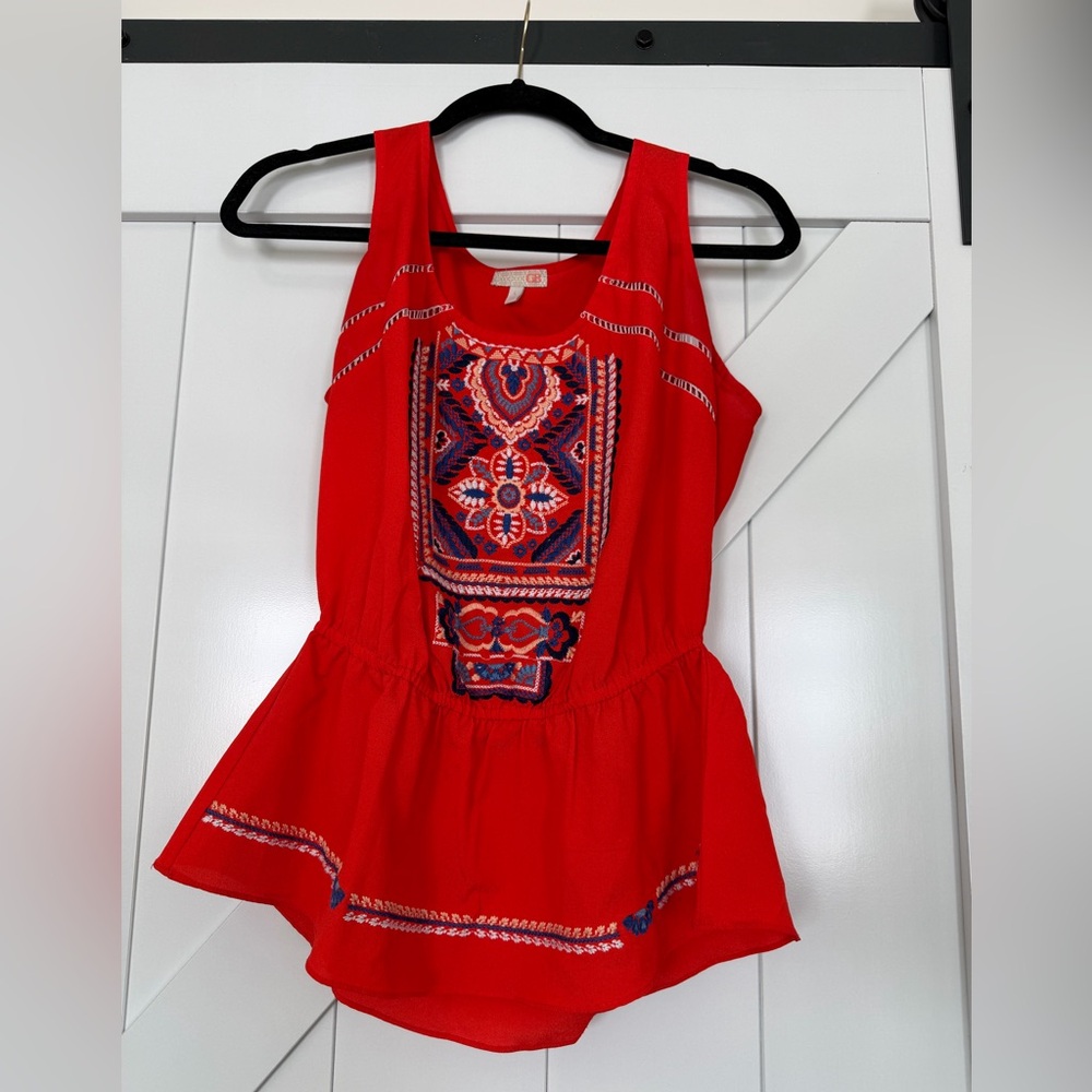 Gianni Bini Red Embroidered Blouse